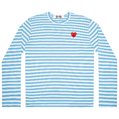 Pre-owned Comme Des Garçons Play Pastelle Striped Long-sleeve Shirt 'blue'