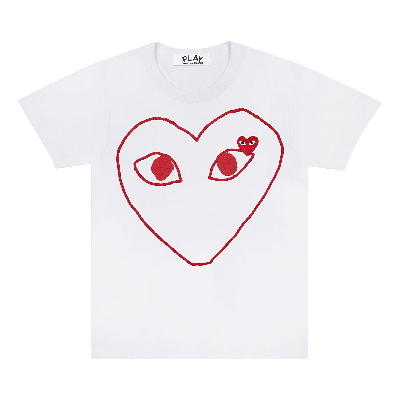 Pre-owned Comme Des Garçons Play Red Emblem Heart Sketch Tee 'white'