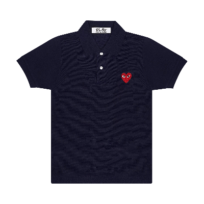 Pre-owned Comme Des Garçons Play Emblem Polo Tee 'navy' In Blue