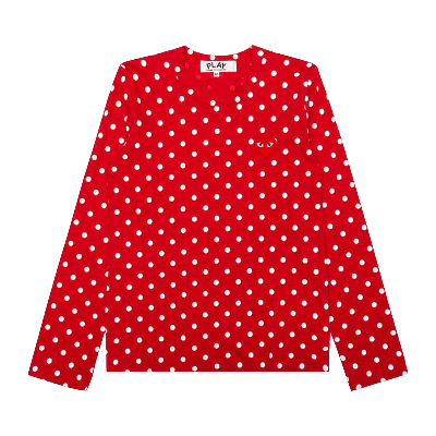 Pre-owned Comme Des Garçons Play Polka Dot Long Sleeve T-shirt 'red'