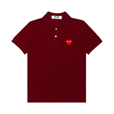 Pre-owned Comme Des Garçons Play Red Heart Polo Shirt 'burgundy'