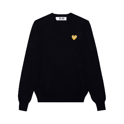 Pre-owned Comme Des Garçons Play Gold Heart Sweater 'navy' In Blue