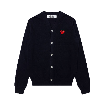 Pre-owned Comme Des Garçons Play Knit Cardigan Red Heart 'navy' In Blue