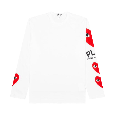Pre-owned Comme Des Garçons Play Printed Sleeve Long-sleeve 'white'