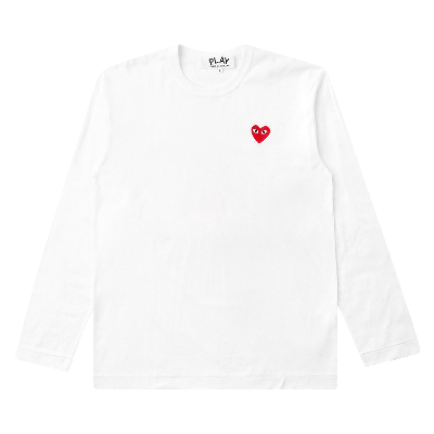 Pre-owned Comme Des Garçons Play Emblem Long-sleeve T-shirt 'white'