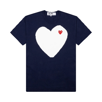 Pre-owned Comme Des Garçons Play White Heart T-shirt 'navy' In Blue
