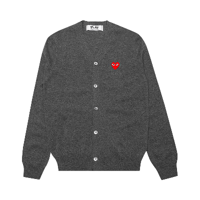 Pre-owned Comme Des Garçons Play Knit Cardigan Red Heart 'grey'