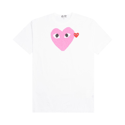 Pre-owned Comme Des Garçons Play Red Emblem Heart T-shirt 'white/pink'