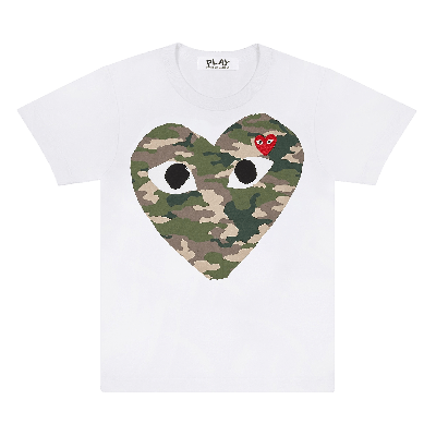 Pre-owned Comme Des Garçons Play Camouflage Heart T-shirt 'white'