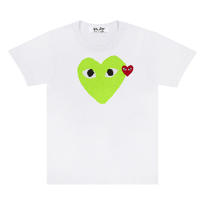 Pre-owned Comme Des Garçons Play Red Emblem Heart T-shirt 'white/green'