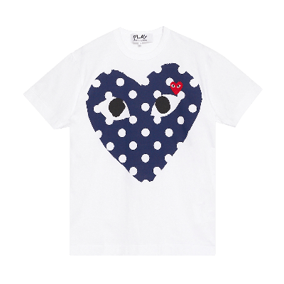 Pre-owned Comme Des Garçons Play Polka Dot Full Heart T-shirt 'white'