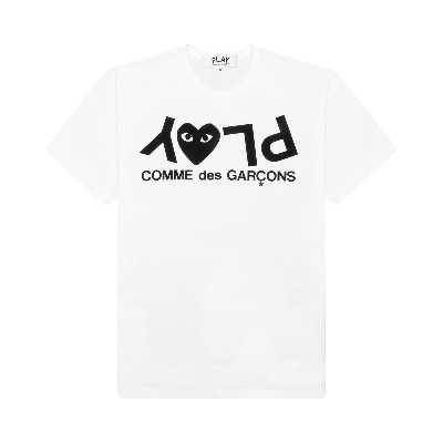 Pre-owned Comme Des Garçons Play Inverted Text T-shirt 'white'
