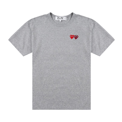 Pre-owned Comme Des Garçons Play Double Heart T-shirt 'grey'