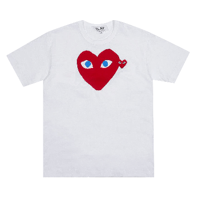 Pre-owned Comme Des Garçons Play Blue Eyes Red Heart T-shirt 'white'