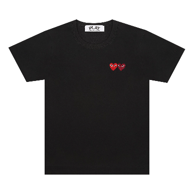 Pre-owned Comme Des Garçons Play Double Heart T-shirt 'black'