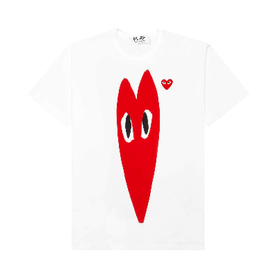 Pre-owned Comme Des Garçons Play Red Emblem Long Heart T-shirt 'white'