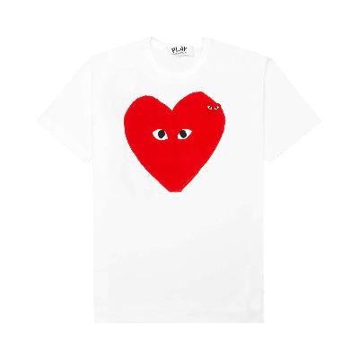 Pre-owned Comme Des Garçons Play Red Emblem Small Eyes T-shirt 'white'