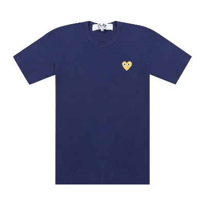 Pre-owned Comme Des Garçons Play Gold Heart T-shirt 'navy' In Blue