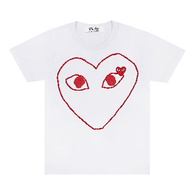 Pre-owned Comme Des Garçons Play Outline Heart T-shirt 'white'