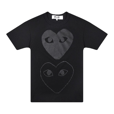 Pre-owned Comme Des Garçons Play Double Hearts T-shirt 'black/black'