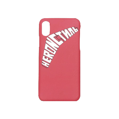 Pre-owned Heron Preston Style Logo Iphone Xs Cover 'fuchsia/white' In Pink