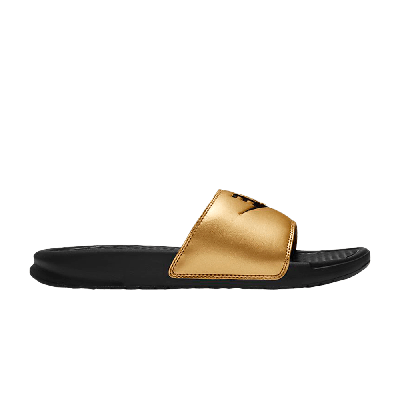 Pre-owned Nike Wmns Jdi Benassi Slides 'black Metallic Gold'