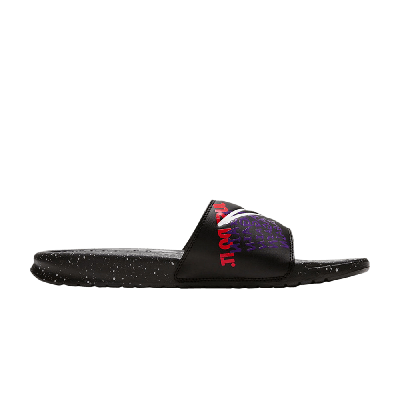 Pre-owned Nike Benassi Slide 'planet Of Hoops' In Black