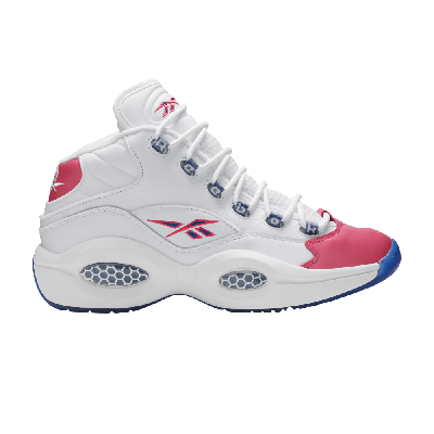Reebok X Erci Manuel Question Mid "pink Toe" Sneakers In White