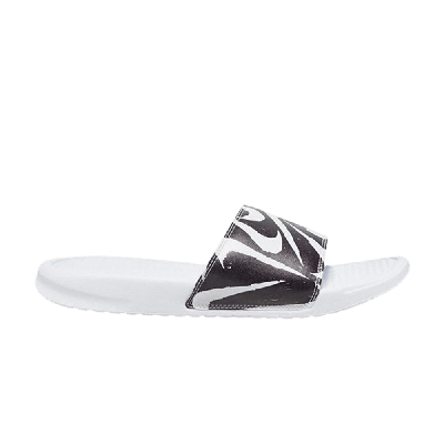 Pre-owned Nike Benassi Jdi Print 'white Black'