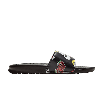 Pre-owned Nike Wmns Benassi Jdi Floral Slide 'fruit Print' In Black
