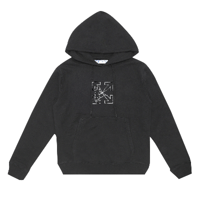 Pre-owned Off-white Workers Logo Slim Hoodie 'black/white'