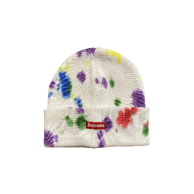 Pre-owned Supreme Splatter Dyed Beanie 'white'