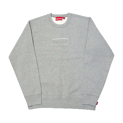 Pre-owned Supreme Cutout Logo Crewneck 'heather Grey'