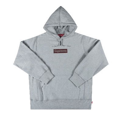 Pre-owned Supreme X Swarovski Box Logo Hooded Sweatshirt 'heather Grey'