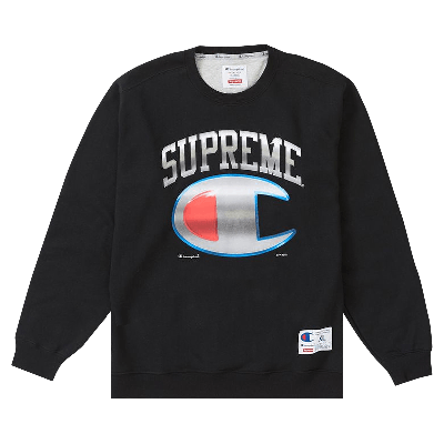 Pre-owned Supreme X Champion Chrome Crewneck 'black'