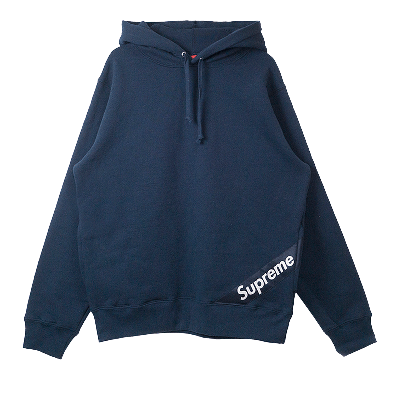Pre-owned Supreme Corner Label Hooded Sweatshirt 'navy' In Blue