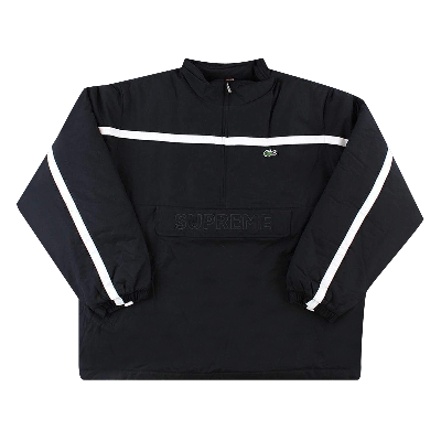 Pre-owned Supreme X Lacoste Puffy Half Zip Pullover 'black'