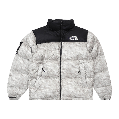 Pre-owned Supreme X The North Face Nuptse 'paper Print' In Grey