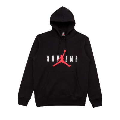 Pre-owned Supreme X Jordan Hooded Pullover 'black'