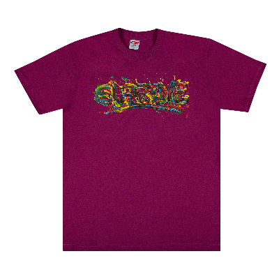 Pre-owned Supreme Paint Logo Tee 'magenta' In Pink