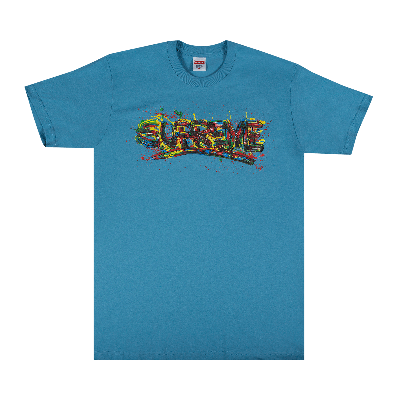 Pre-owned Supreme Paint Logo Tee 'light Slate' In Blue