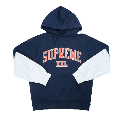Pre-owned Supreme Xxl Hooded Sweatshirt 'navy' In Blue