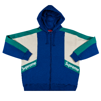 Pre-owned Supreme Color Blocked Zip Up Hooded Sweatshirt 'royal' In Blue