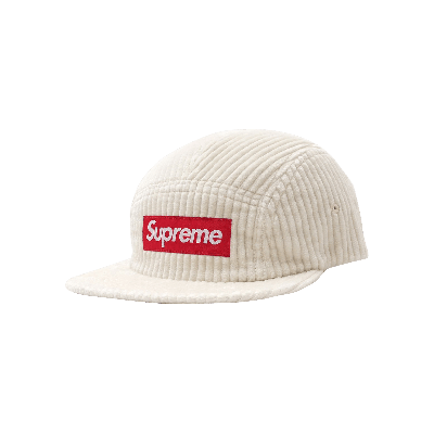Pre-owned Supreme Wide Wale Corduroy Camp Cap 'natural' In Cream