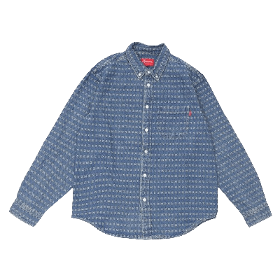 Pre-owned Supreme Jacquard Logos Denim Shirt 'blue'