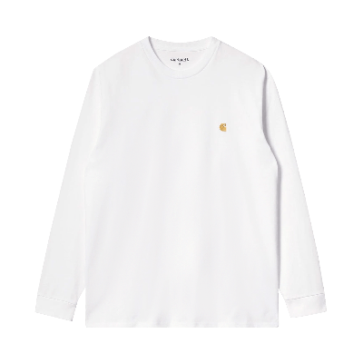 Pre-owned Carhartt Wip Long-sleeve Chase T-shirt 'white/gold' In Multi-color