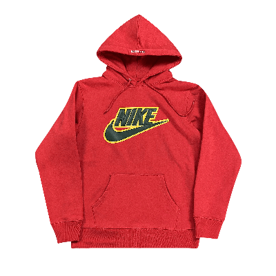 Pre-owned Supreme X Nike Leather Appliqué Hooded Sweatshirt Red 'red'