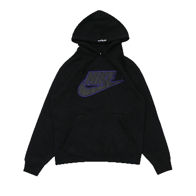 Pre-owned Supreme X Nike Leather Appliqué Hooded Sweatshirt Black 'black'