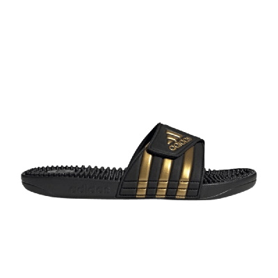 Pre-owned Adidas Originals Adissage Slides 'black Gold Metallic'