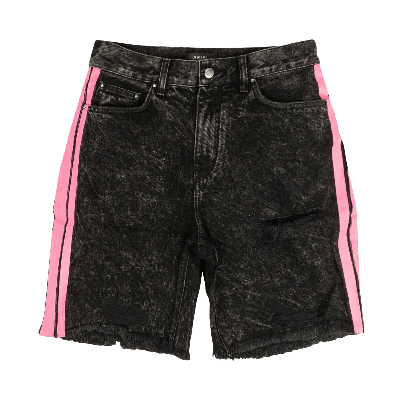 Pre-owned Amiri Acid Wash Side Stripe Shorts 'black'